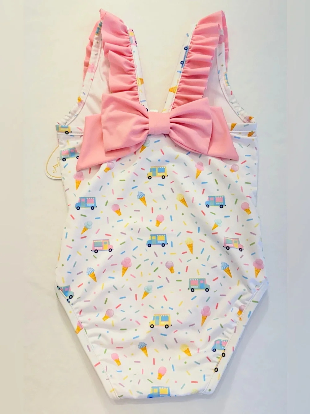 Lullaby Set Pink Ruffle & Bow Ice Cream Print One-Piece Swimsuit 24M NWT!